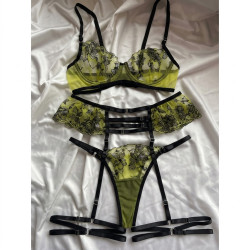 Комплект жіночої білизни сітка з вишивкою "Пчілка" mod 0001512